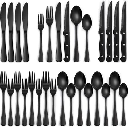Complete 24-Piece Stainless Steel Cutlery Set – Spoons, Forks & Knives for Family Dining