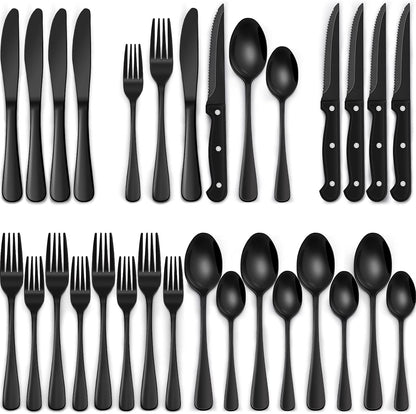 Complete 24-Piece Stainless Steel Cutlery Set – Spoons, Forks & Knives for Family Dining