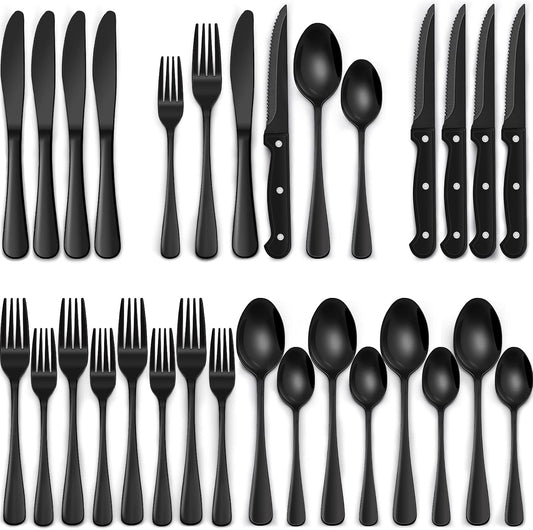 Complete 24-Piece Stainless Steel Cutlery Set – Spoons, Forks & Knives for Family Dining